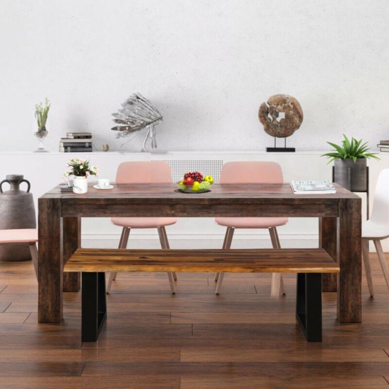 Hivvago Solid Acacia Wood Patio Bench Dining Bench Seating Chair