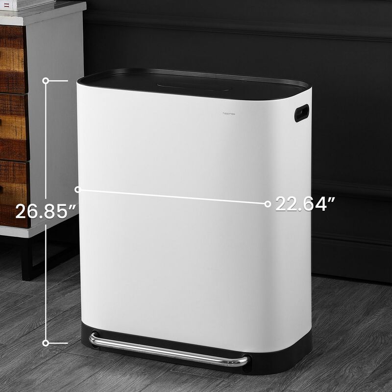 Beni Kitchen Trash/Recycling Double-Bucket Step-Open Trash Can with Liners