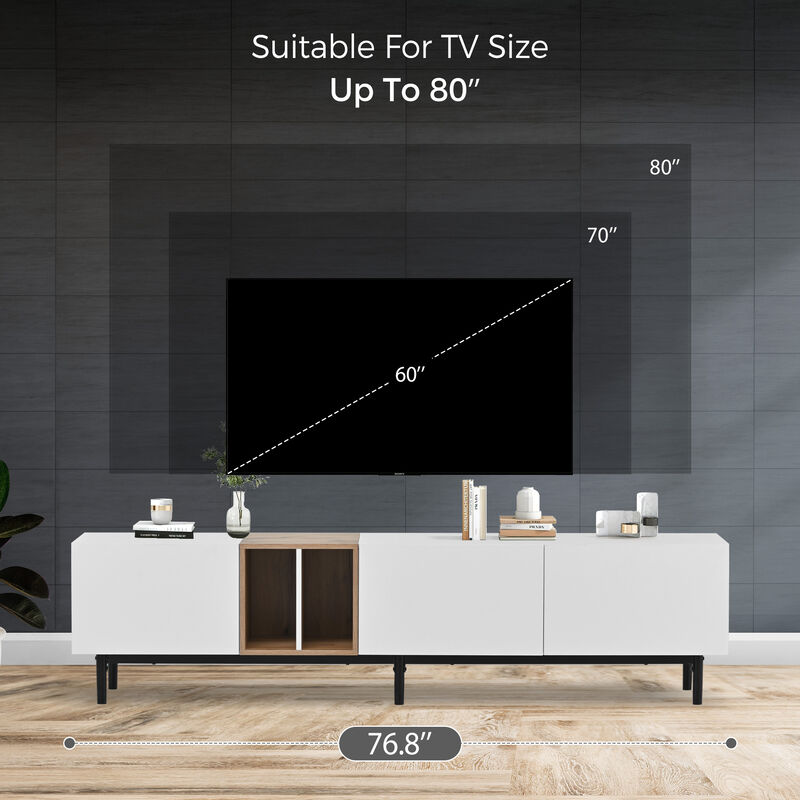 Merax Modern Storage Cabinet TV Stand with 3 Doors