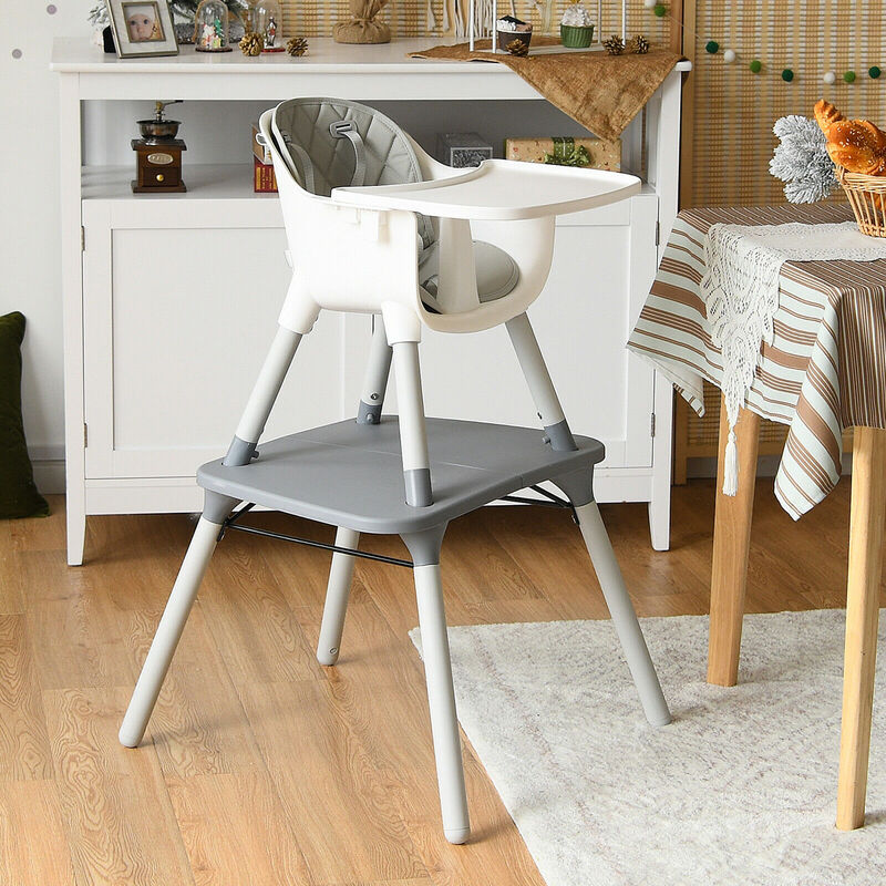 4-in-1 Baby Convertible Toddler Table Chair Set with PU Cushion