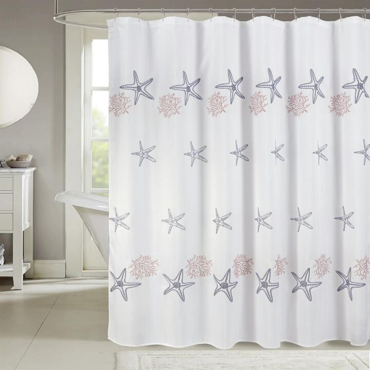 RT Designers Collection Seastar Embroidered Stylish Shower Curtain 70" x 72" Coral