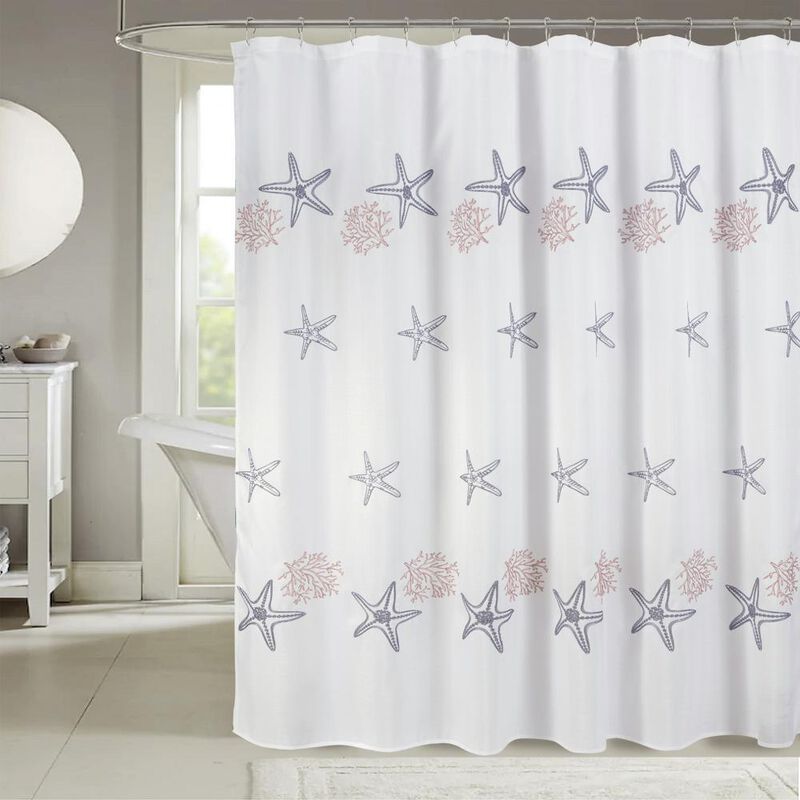 RT Designers Collection Seastar Embroidered Stylish Shower Curtain 70" x 72" Coral
