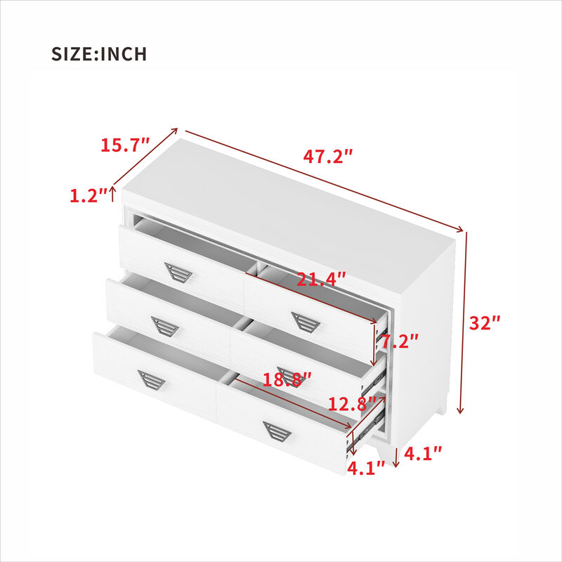 Merax Elegant Dresser Cabinet with 6 Drawers
