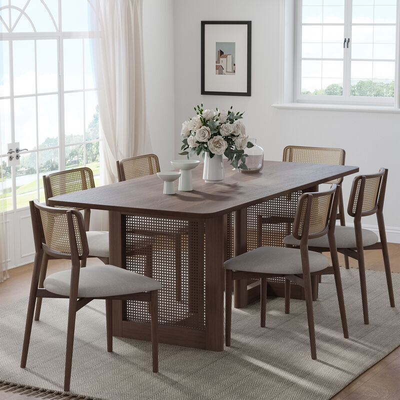 67 Cinna Walnut Oak Wood Rectangle Dining Table (Seats 6)