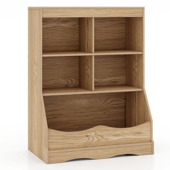 Hivvago 34.5" Kids Bookshelf  with 5 Bins for Playroom and Living Room