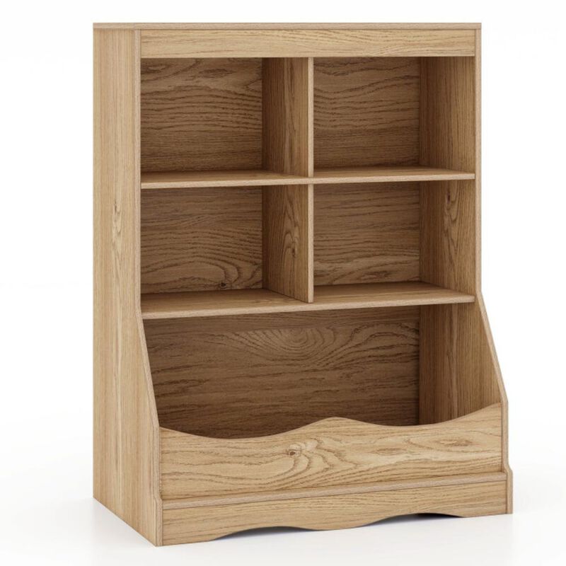 Hivvago 34.5" Kids Bookshelf  with 5 Bins for Playroom and Living Room