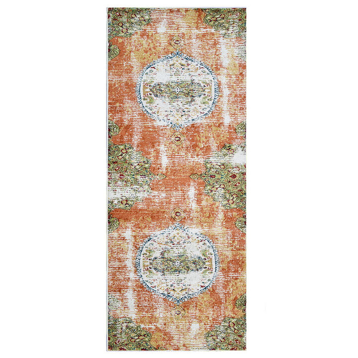 RUGSOTIC CARPETS MACHINE MADE HEATSET POLYPROPYLENE AREA RUGS  - 3'2''x10', Runner Shape, Beige Caramel Color, Classic Oriental Traditional  Design, Midium Pile Machine Made Area Rugs (M00044)
