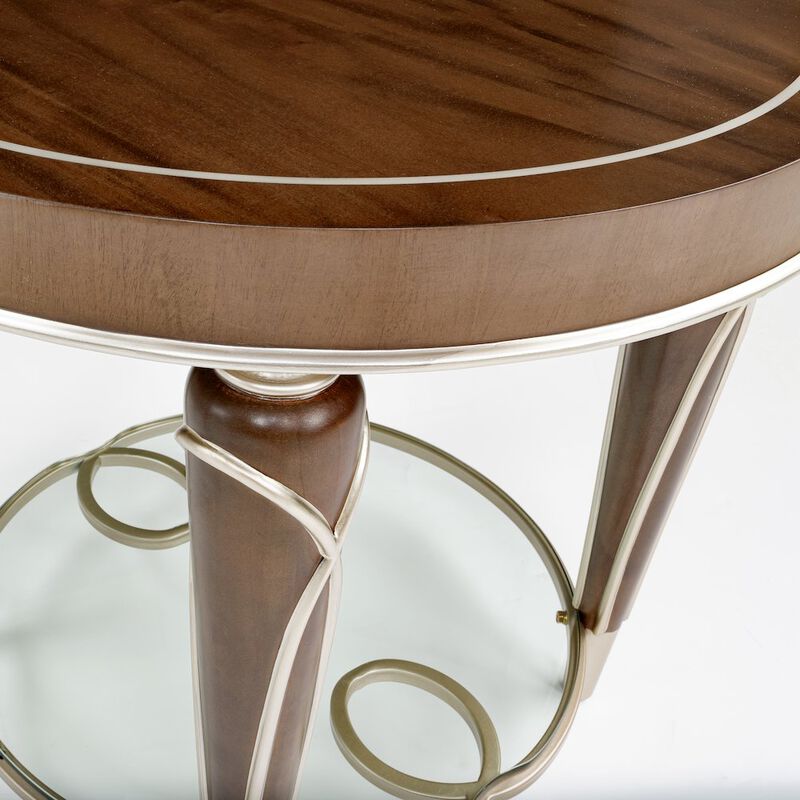 Michael Amini Villa Cherie End Table - Hazelnut