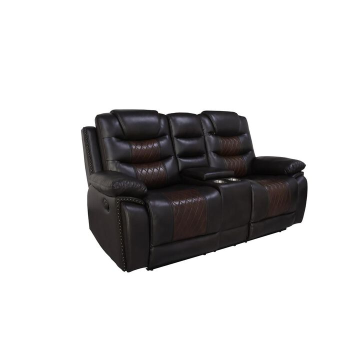 New Classic Furniture Nikko Console Loveseat W/ Dual Recliners-Brown