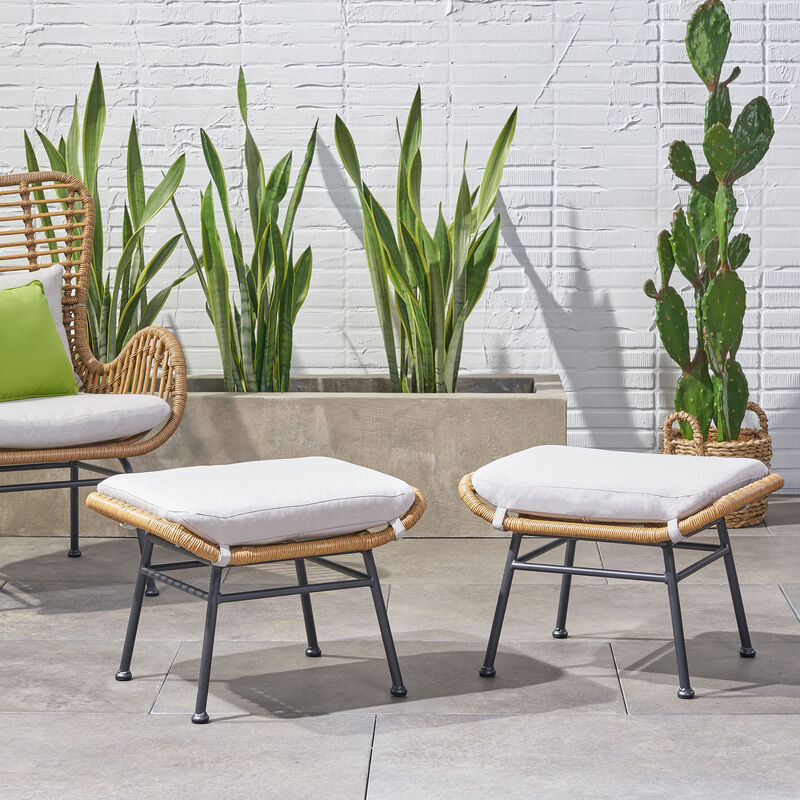 Merax Outdoor Patio PE Wicker Chairs Stools