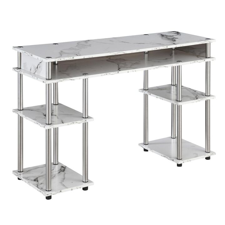 Convenience Concepts Designs2Go No Tools Student Desk, White Marble