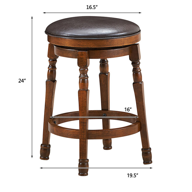 Set of 2 Swivel Leather Padded Dining Bar Stools