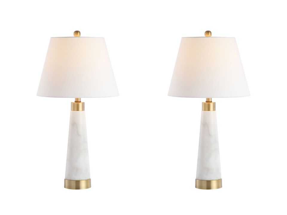 Travis Marble/Iron Gold Modern Column LED Table Lamp
