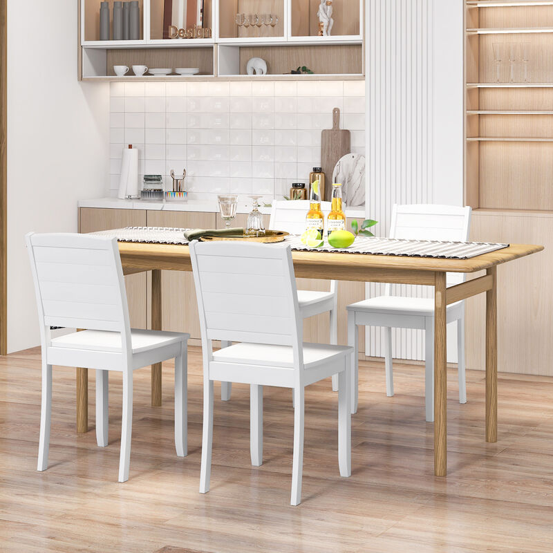 Wood Dining Chair Set of 2 Armless Kitchen Chairs with Rubber Wood Legs