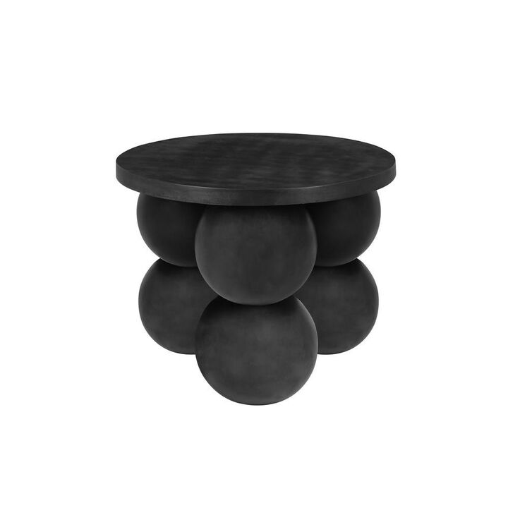 90210 Furniture Dani Round Side Table Small In Black Concrete