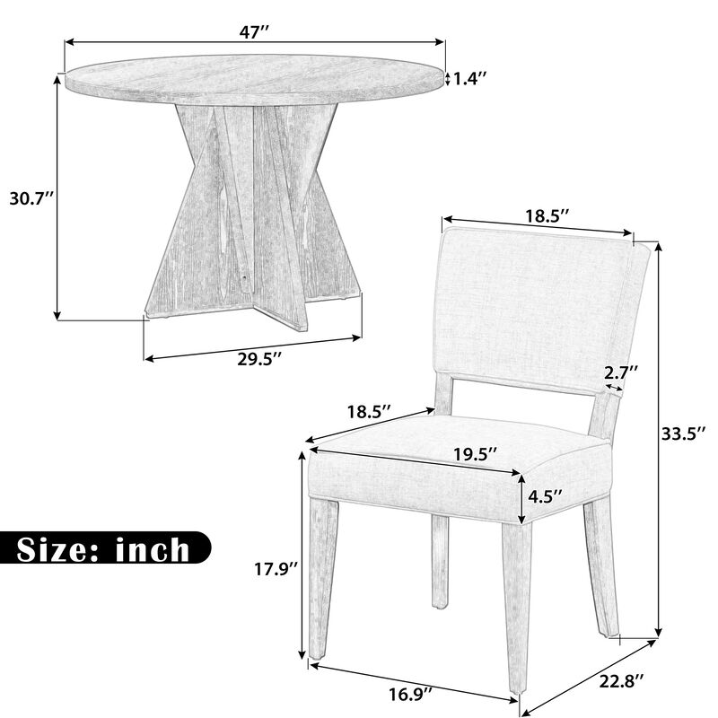 Merax Retro 5-Piece Round Dining Table Chairs Set