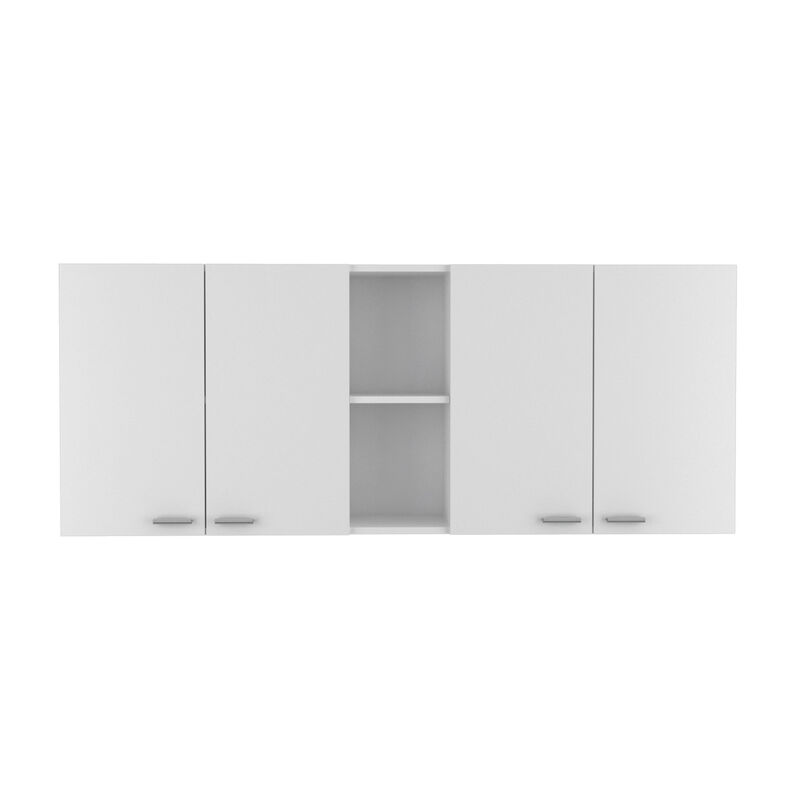 Portofino 150 Wall Cabinet, Double Door, Two External Shelves, Two Interior Shelves - White