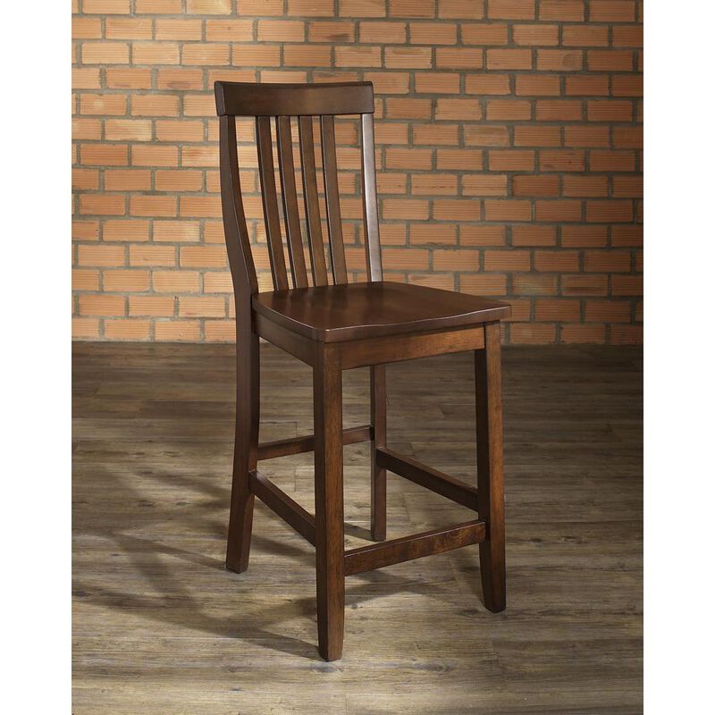 Crosley Furniture School House 2Pc Counter Stool Set Mahogany - 2 Stools