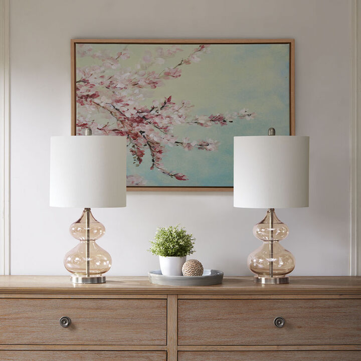 Ellipse Curved Glass Table Lamp, Set Of 2