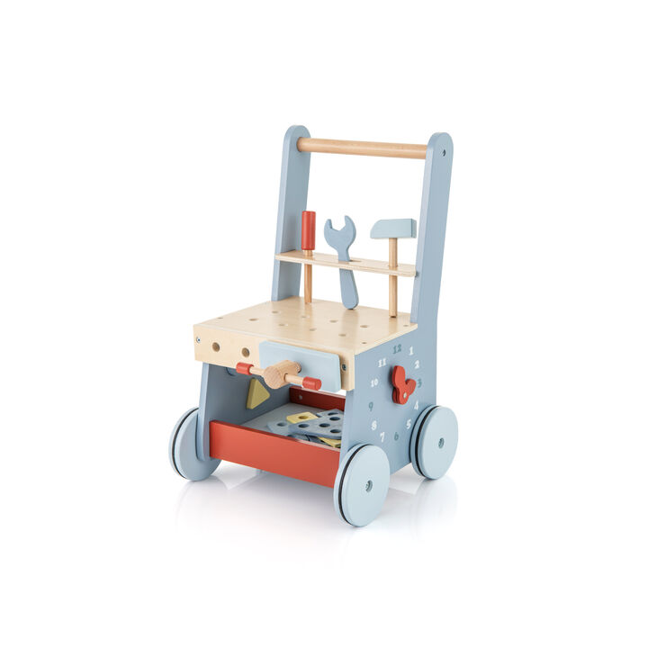 2-in-1 Toddler Wooden Baby Push Walker with Multi-Activity Center – Interactive Play and Learning Toy