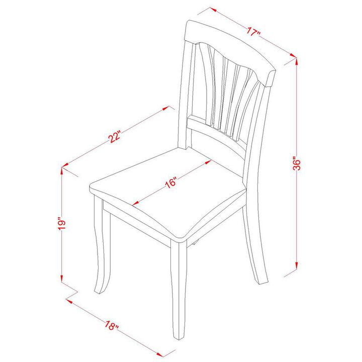 East West Furniture Avon  Chair  for  dining  room  With  Faux  Leather  Seat  -  Black    Finish,  Set  of  2
