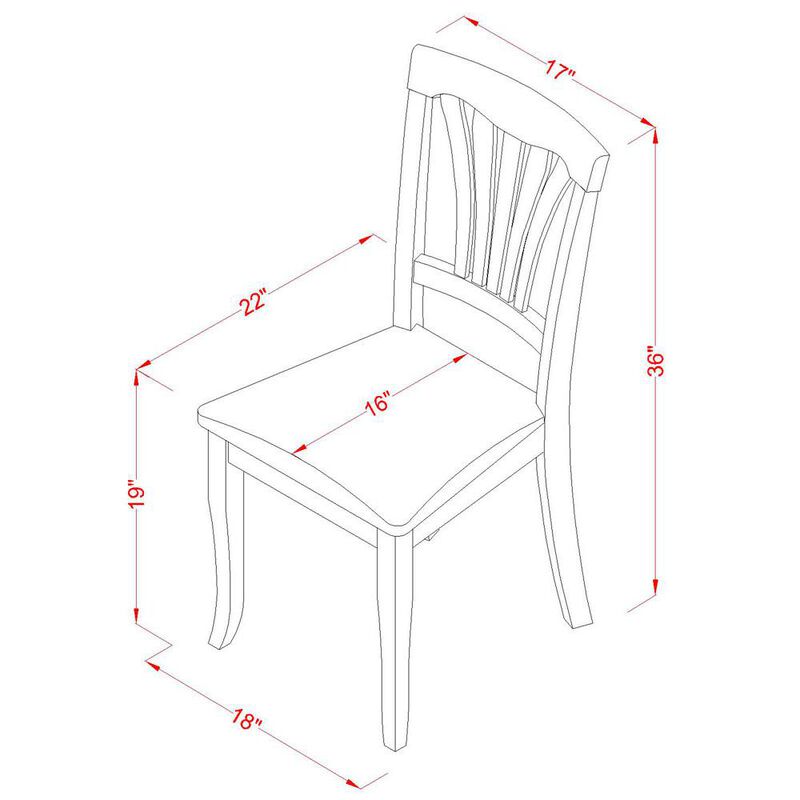East West Furniture Avon  Chair  for  dining  room  With  Faux  Leather  Seat  -  Black    Finish,  Set  of  2