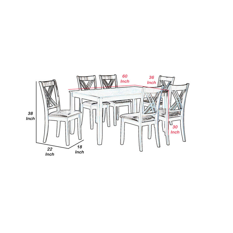 Wooden Dining Set with Chamfered Feet and Cushioned Seat Chairs, Brown - Benzara
