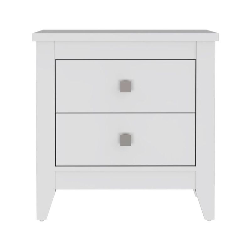 Streamdale Amara Nightstand, Two Shelves, Four Legs - White