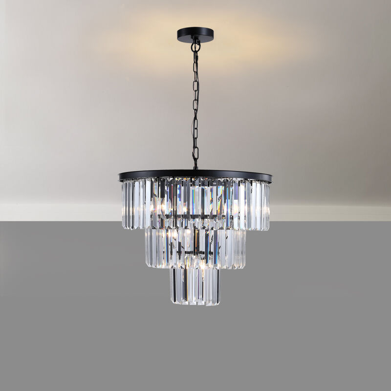 Luxury Black Crystal Chandelier - Dia 19.7 Inch