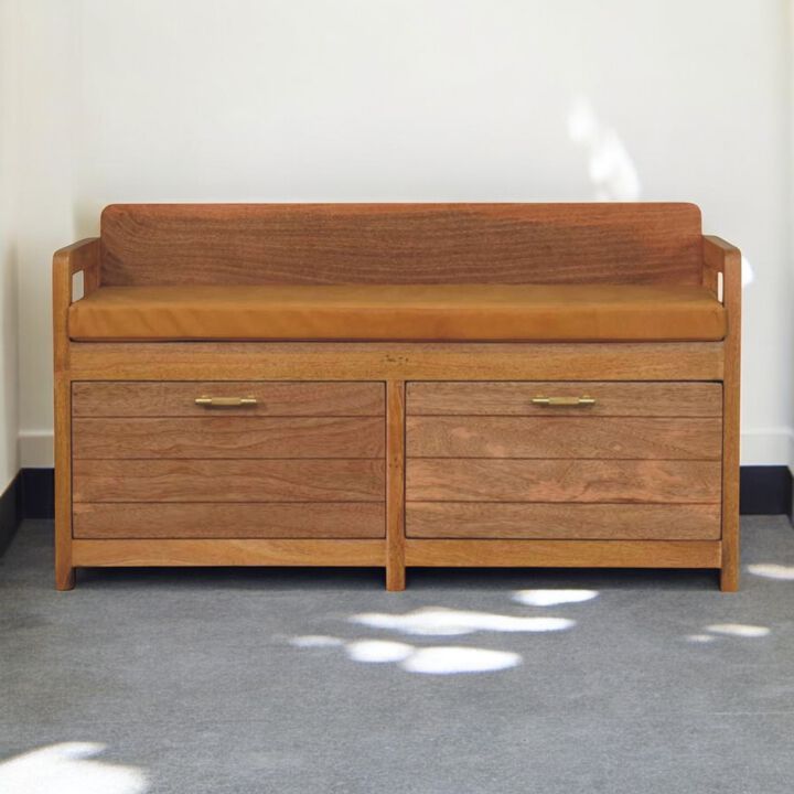 Artisan Furniture Solid Wood Oxford Oak-ish 2 Drawer Storage Bench