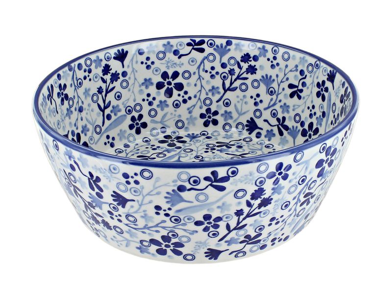 Blue Rose Polish Pottery Serving Bowl
