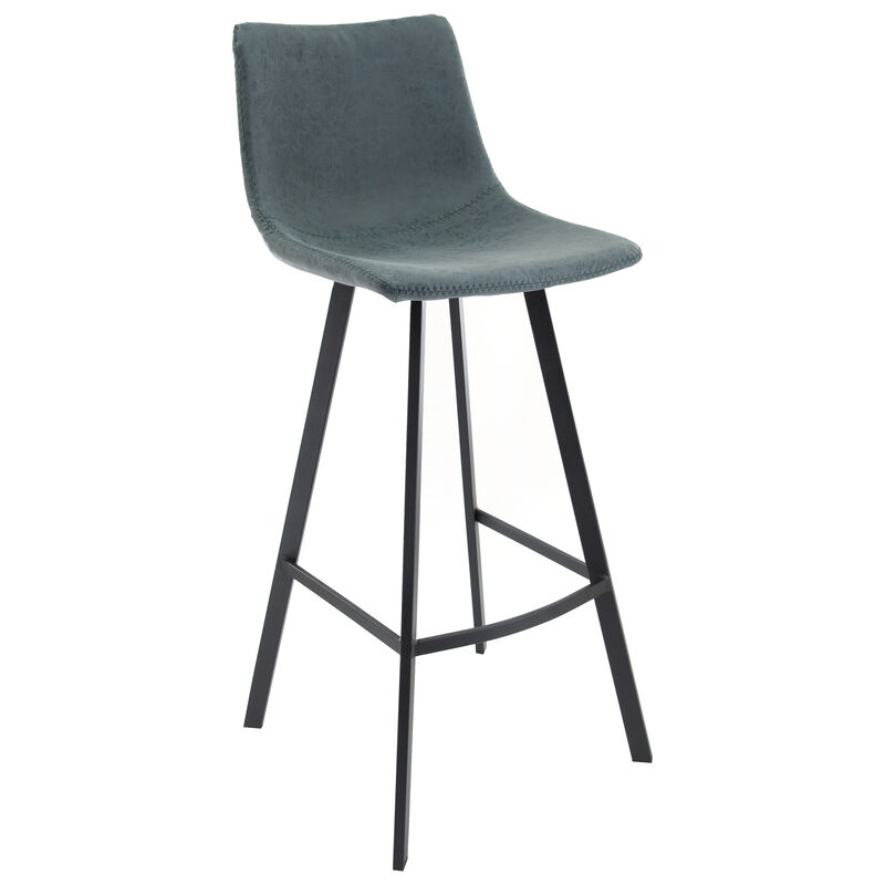 LeisureMod Elland Modern Upholstered Leather Bar Stool with Iron Legs & Footrest – Stylish and Durable Seating for Kitchen or Bar
