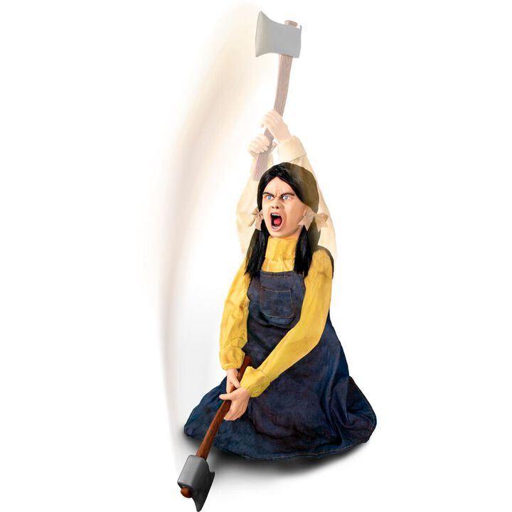 Haunted Hill Farm Animated Axe Girl