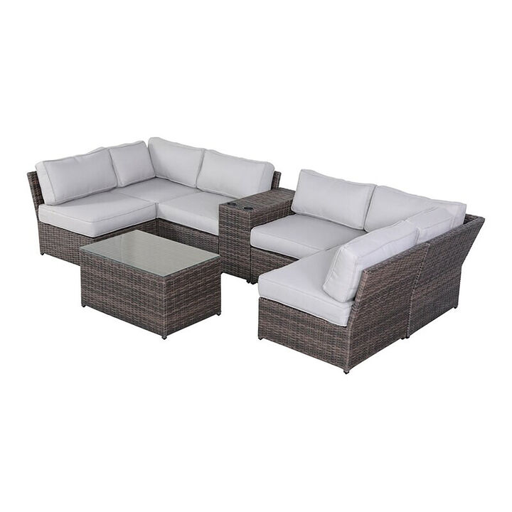 Living Source International Wicker Fully Assembled 4 - Person Seating Group with Cushions New (Brown)