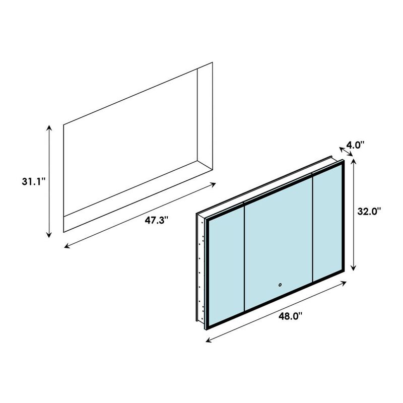 Altair Frameless Surface-Mount/Recessed LED Lighted Bathroom Medicine Cabinet