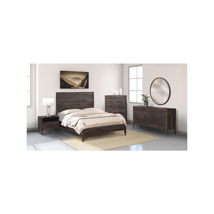 Porter Designs Fall River Solid Sheesham Wood Queen Bed, Gray