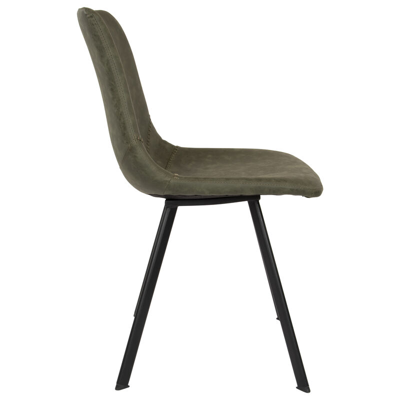 LeisureMod Markley Leather Dining Chair With Metal Legs in Light Brown Set of 2