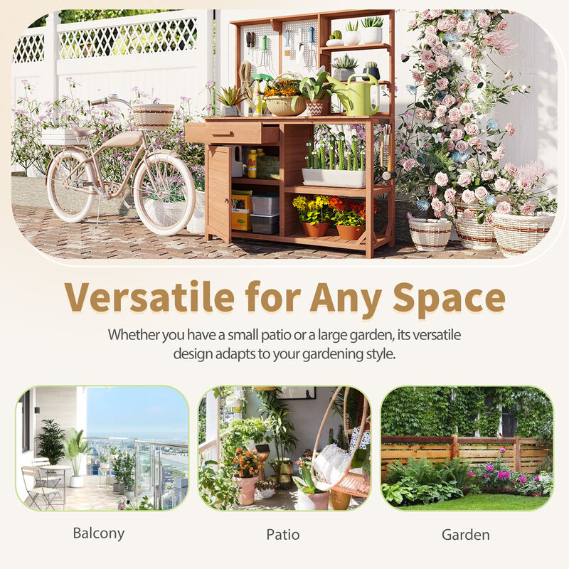 Merax Fir Wood Potting Bench with Hutch