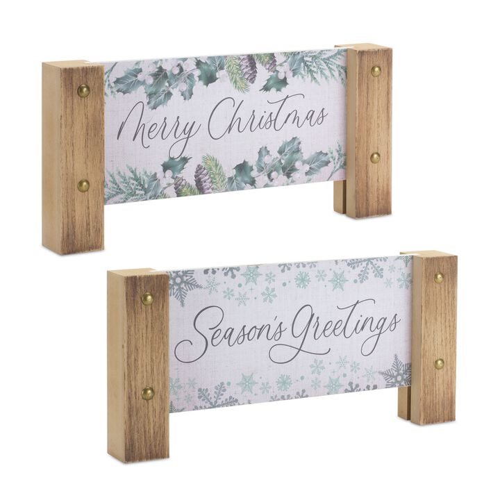 Set of 4 MDF Holiday Plaques for Christmas Decorations
