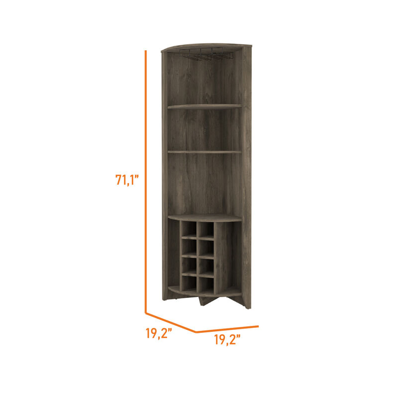 Morgana 8-Bottle 5-Shelf Corner Bar Cabinet Dark Brown