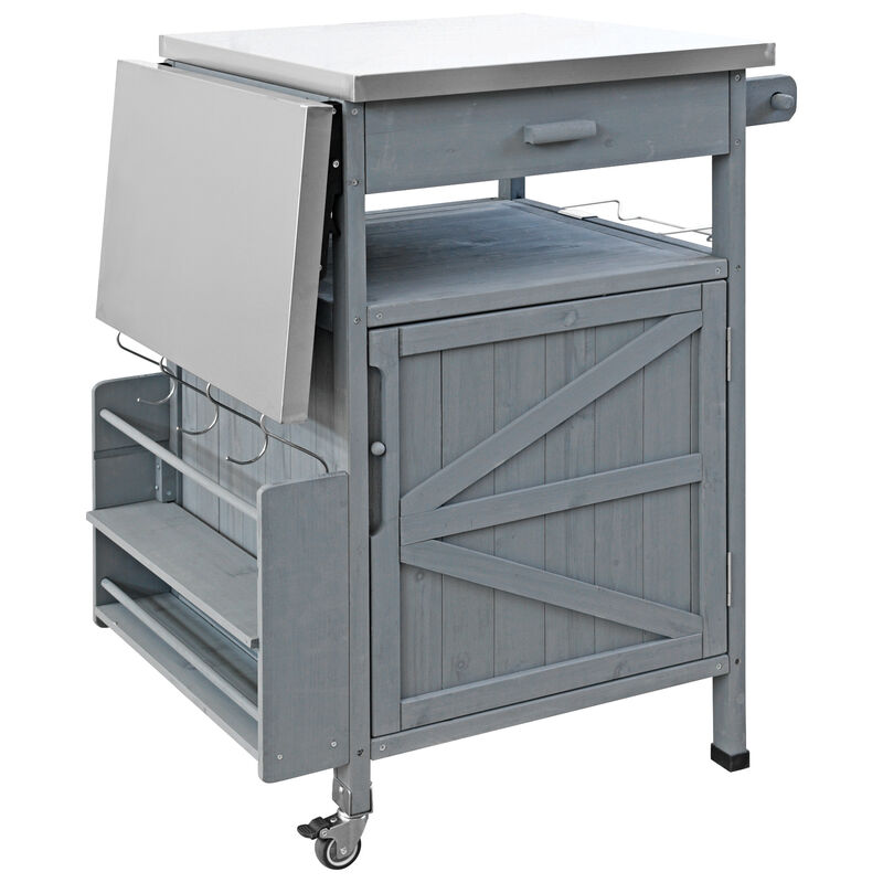 Merax Outdoor Grill Cart Kitchen Island with Stainless Steel Top