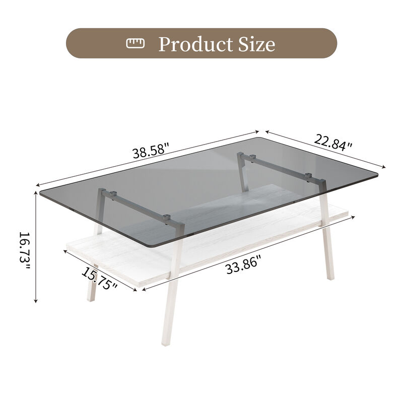 Modern Gray Glass Coffee Table