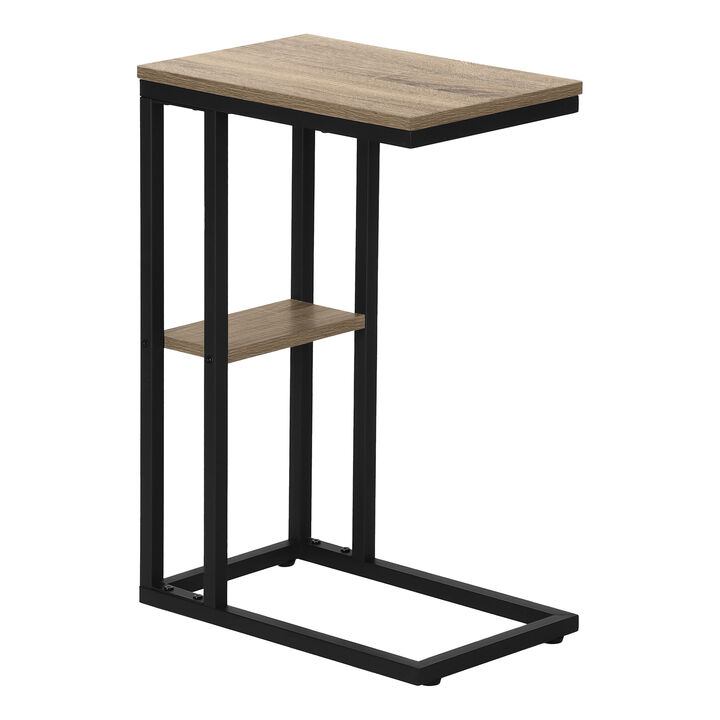 Monarch Specialties I 3672 Accent Table, C-shaped, End, Side, Snack, Living Room, Bedroom, Metal, Laminate, Brown, Black, Contemporary, Modern