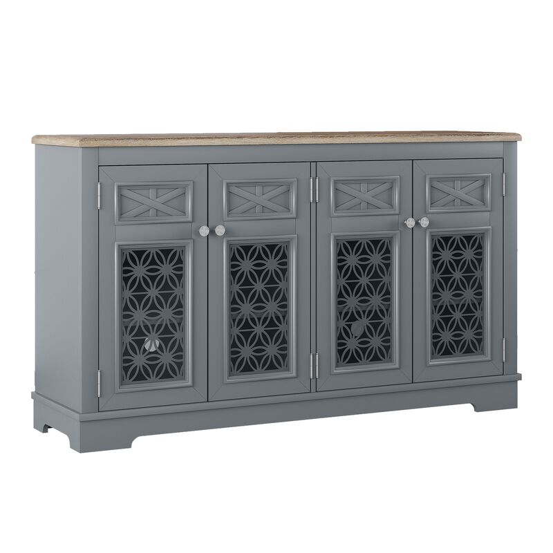 FESTIVO Farmhouse Buffet Cabinet with Glass Doors and Adjustable Shelves