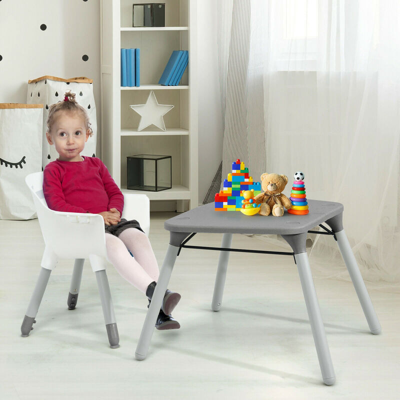 4-in-1 Baby Convertible Toddler Table Chair Set with PU Cushion