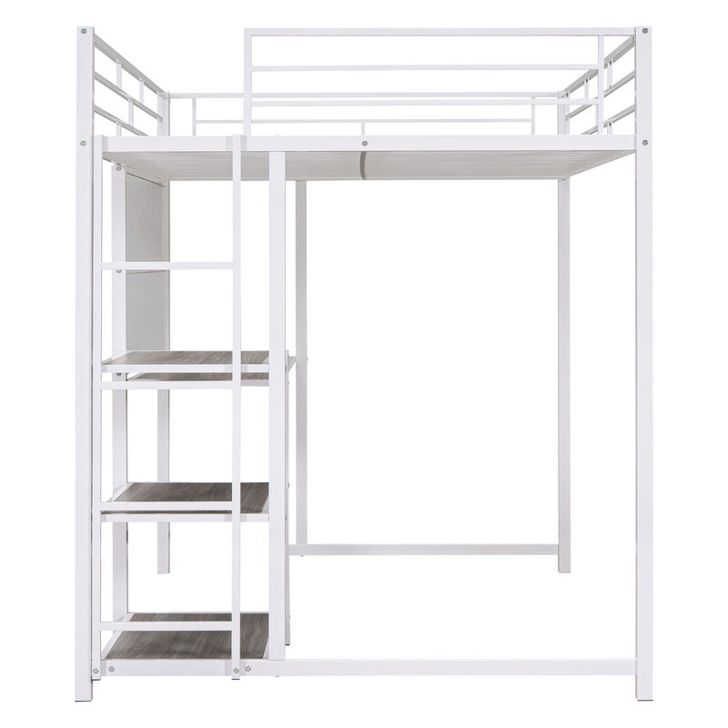 Merax Metal Loft Bed with Desk and Ladder