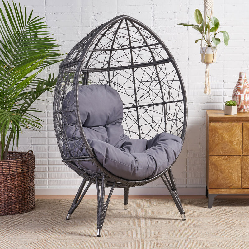 Merax Patio Rattan Egg Chair Teardrop Chair
