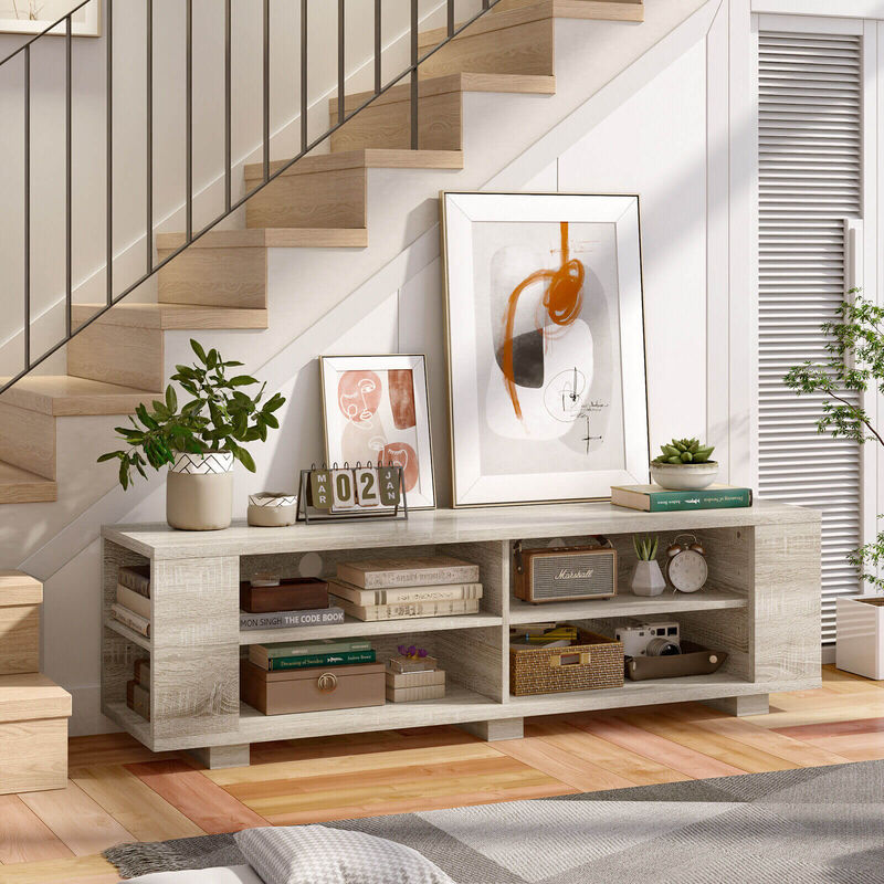 59 Inch Console Storage Entertainment Media Wood TV Stand