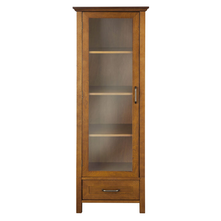 Teamson Home Avery Linen Cabinet with 1 Door and 1 Bottom Drawer - Wood veneer with Oil Oak finish