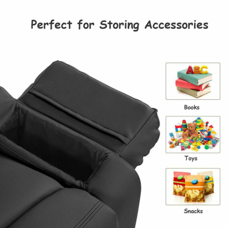 Hivvago Deluxe Kids Armchair Recliner Headrest Sofa w/ Storage Arms